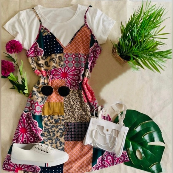 NEW! Boho patchwork print Cami dress. - Picture 3 of 6